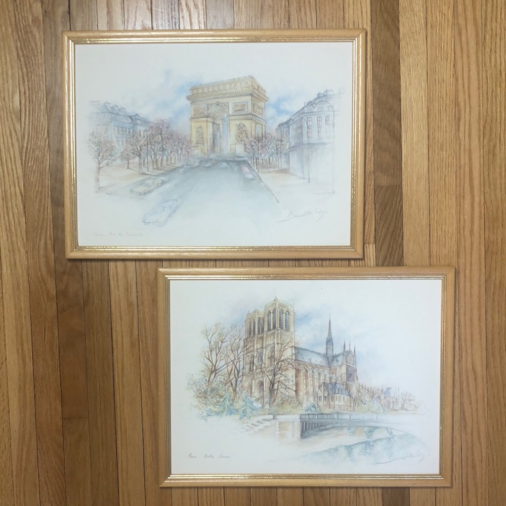 Paris Set Of Framed Prints Notre Dame And Arc De Triomphe